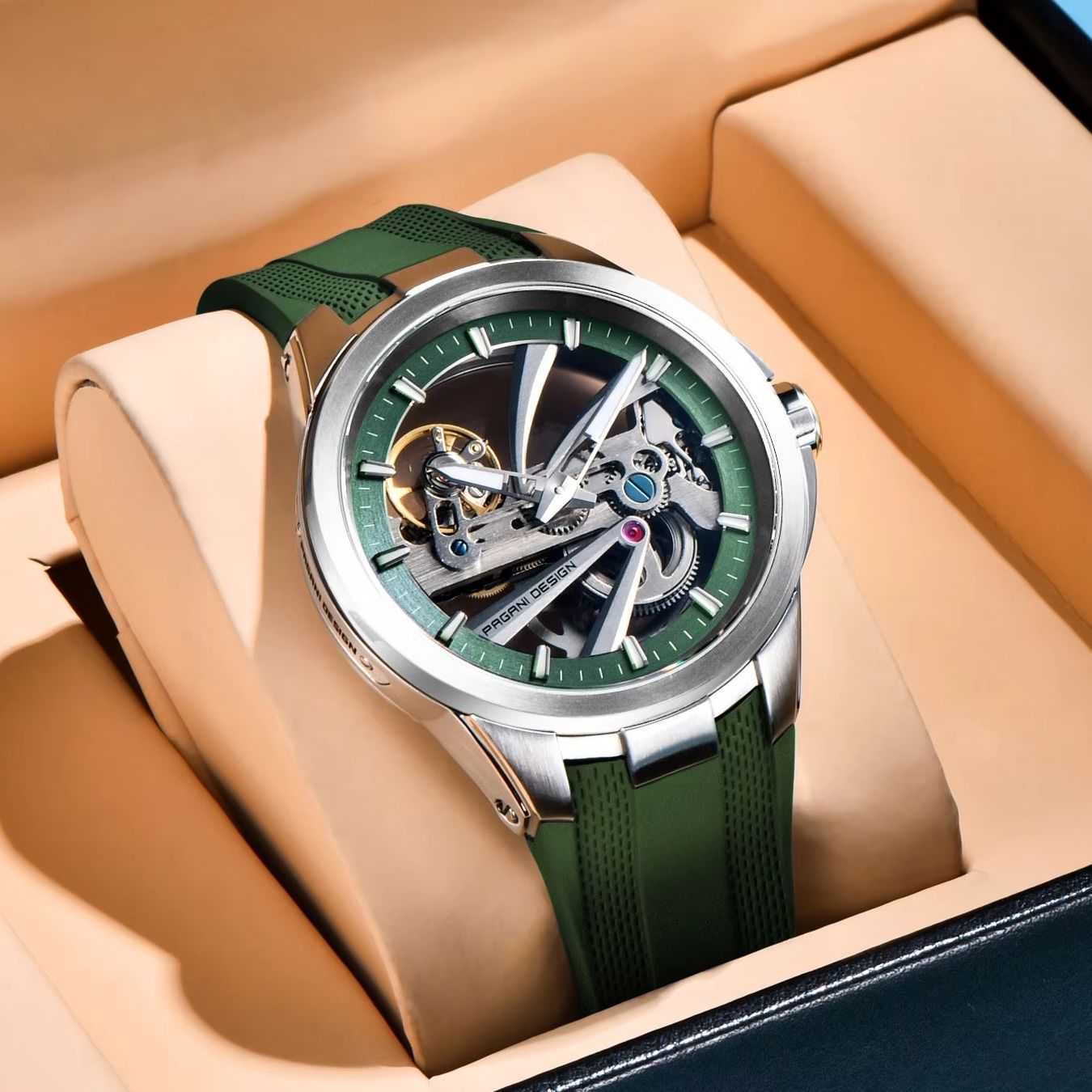 Green Skeleton PAGANI DESIGN P - Rubber Strap Diver recension och pris
