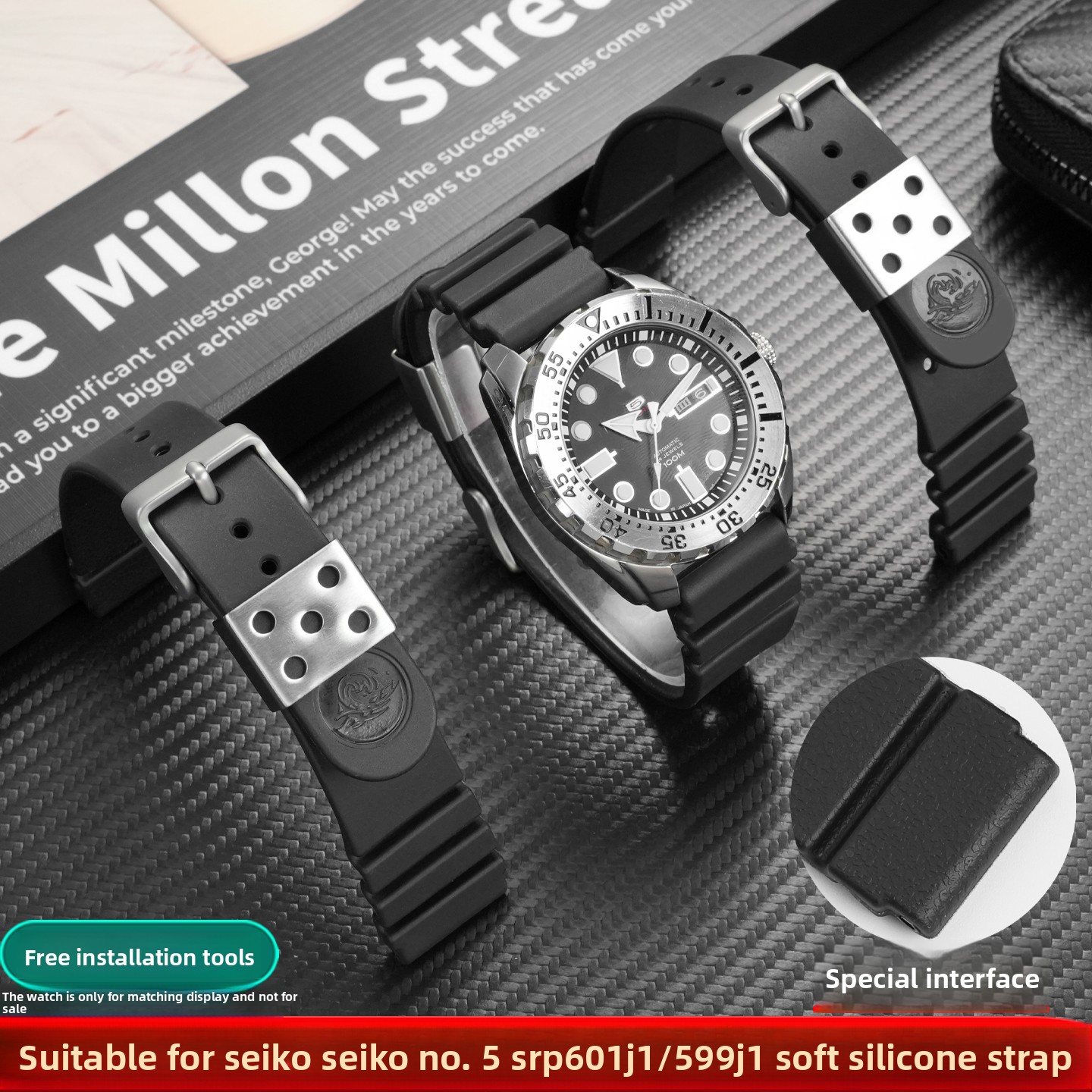 22mm silicone watch band For S - Seiko Watch 5 Sports recension och pris
