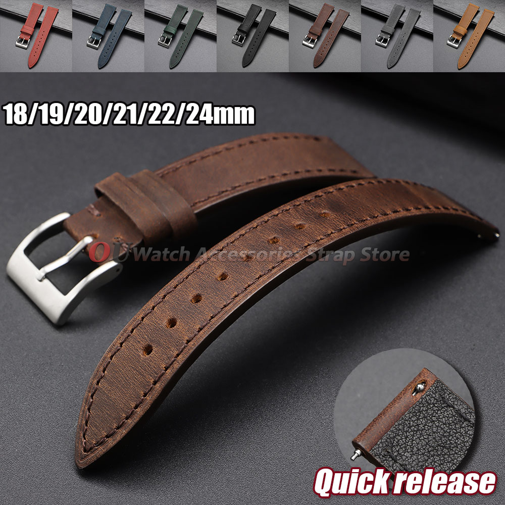 18mm 19mm 20mm 21mm 22mm 24mm  - Leather Strap Quick Release recension och pris